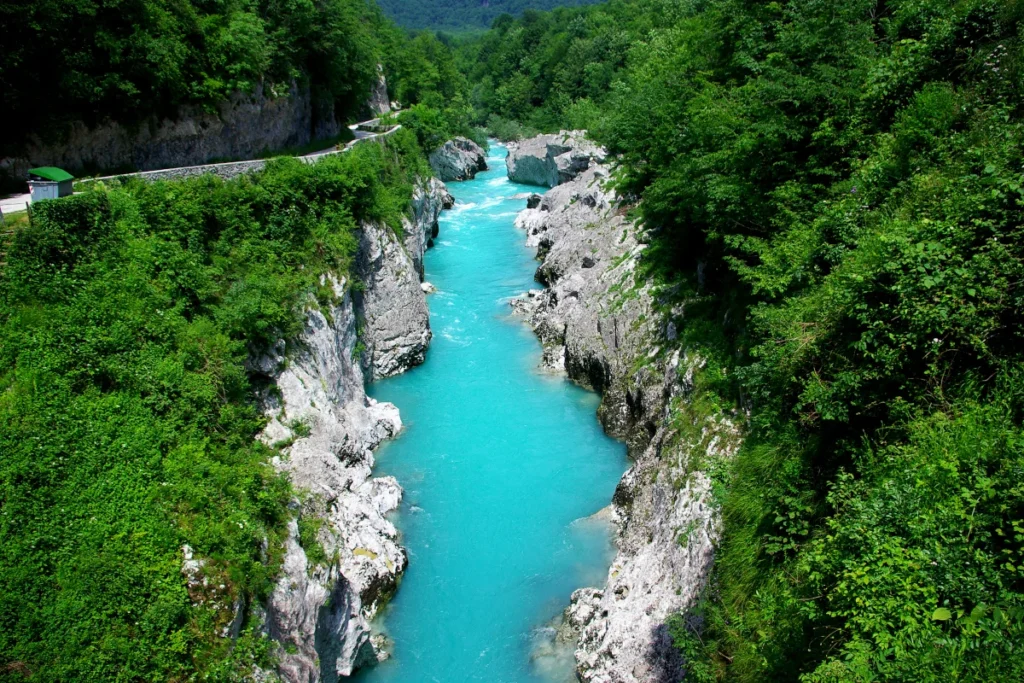 Emerald Green Soca River in Slovenia