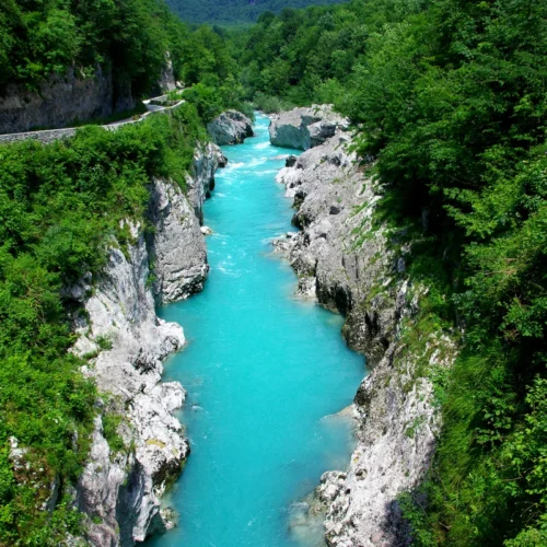 Emerald Green Soca River in Slovenia