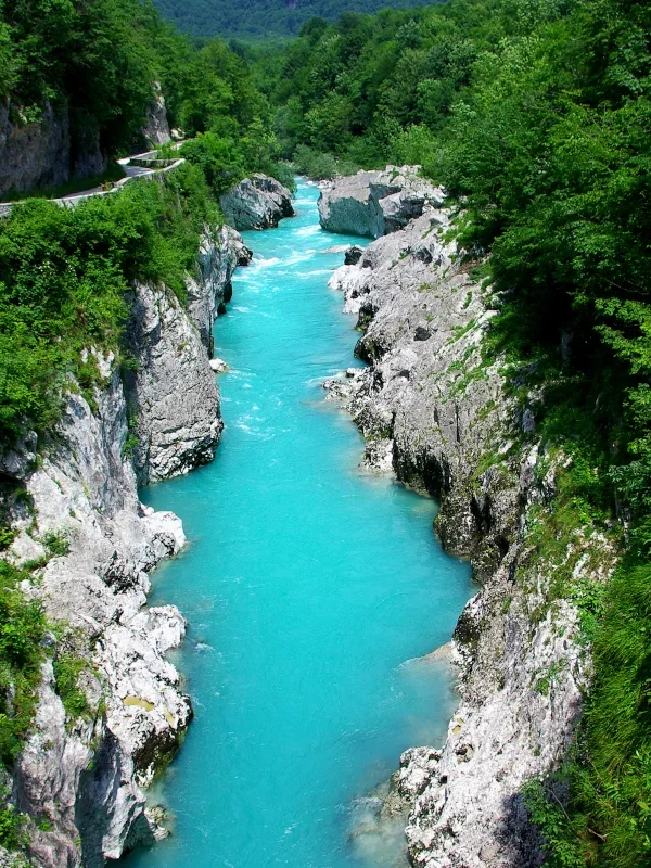 Emerald Green Soca River in Slovenia