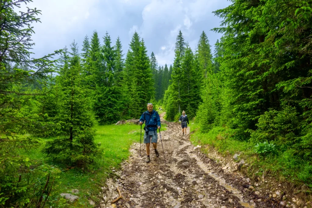 A couple hiking to mt. Debela Pec
