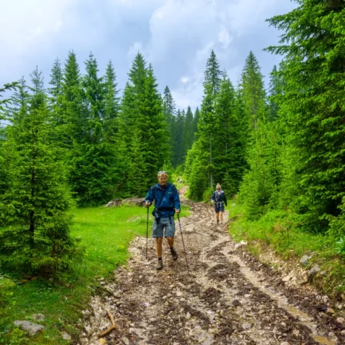 A couple hiking to mt. Debela Pec